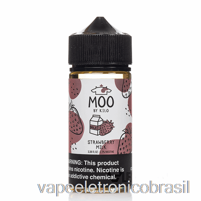 Vape Recarregável Leite Morango - Moo E-liquids - 100ml 6mg